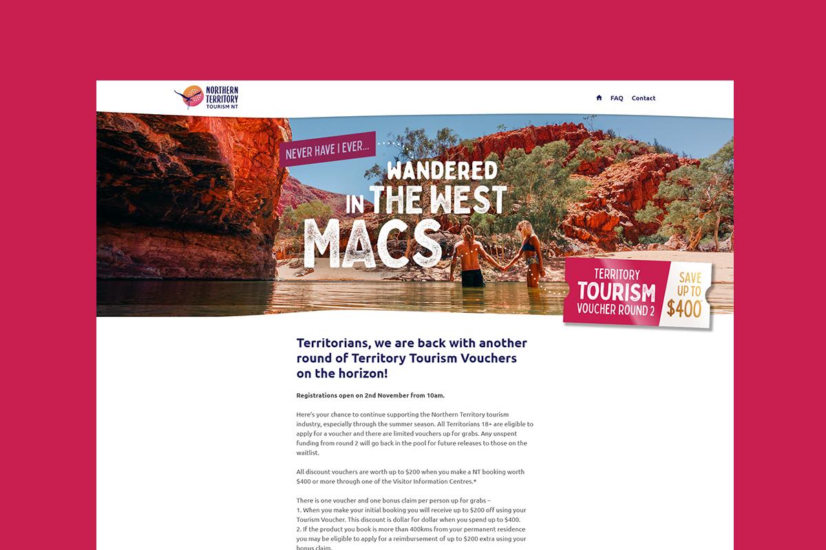 Territory Tourism Voucher homepage