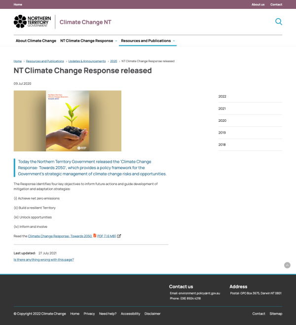 Climate Changes Publication page