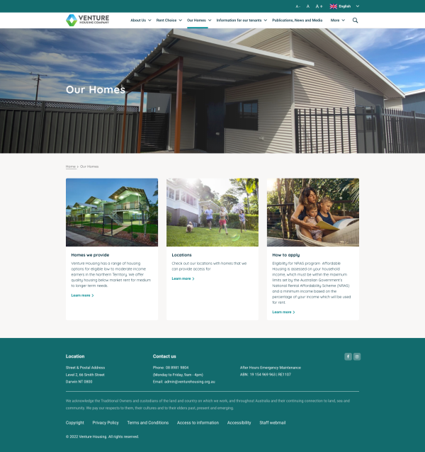 Our Homes page